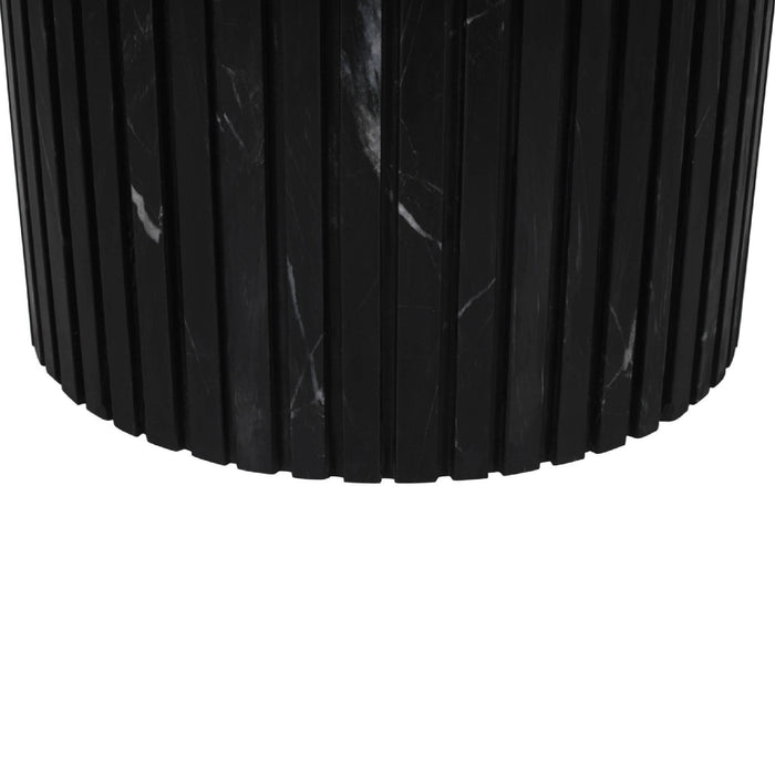 PTMD Neelim Zwart Marmer Salontafel Ribbed Base Rond-Salontafels-PTMD