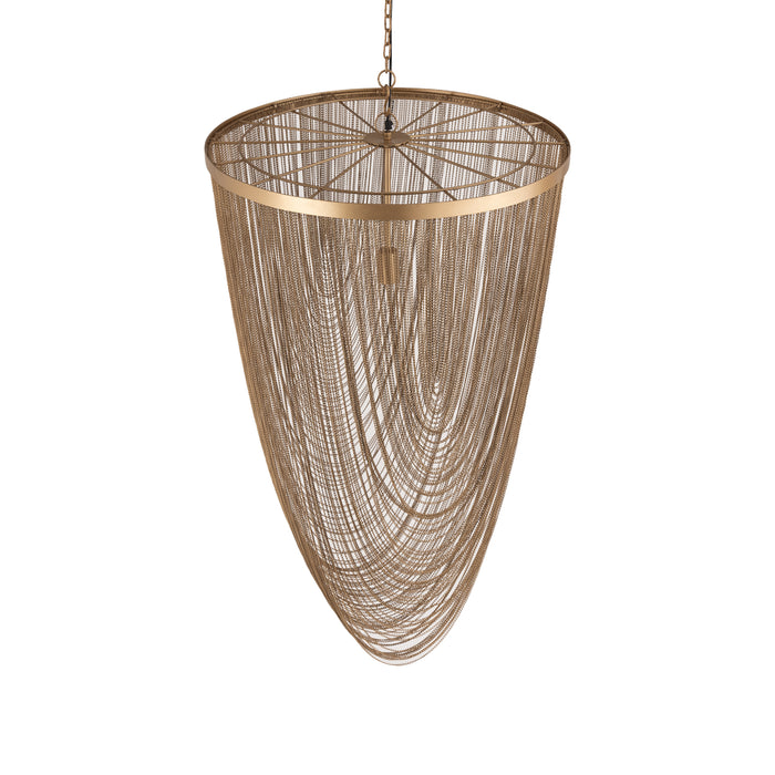 PTMD Nishan Goud Ijzer Chains Rond Hangend Lamp l-Hanglampen-PTMD