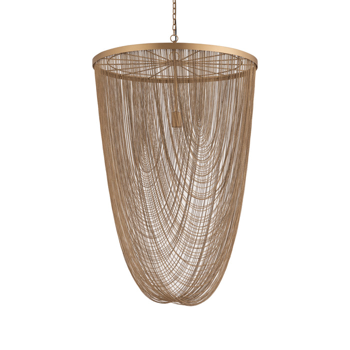 PTMD Nishan Goud Ijzer Chains Rond Hangend Lamp l-Hanglampen-PTMD