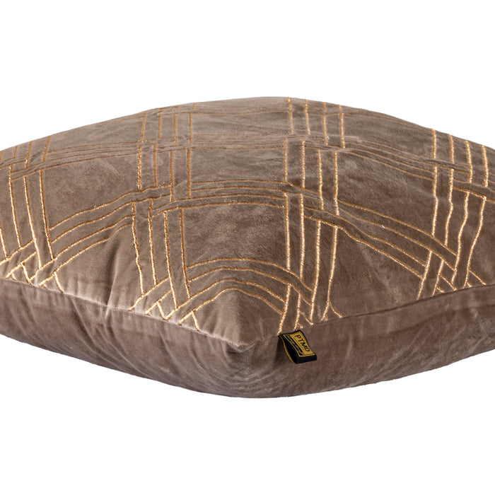 PTMD PTMD Cerine Bruin Velvet Sierkussen Vierkant – Luxe Woondecoratie-Kussens-PTMD