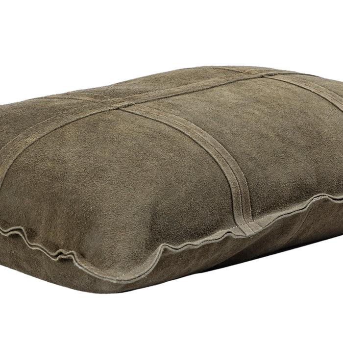 PTMD PTMD Cobie Groen Suède Leer Sierkussen Rechthoek – Luxe Woondecoratie-Kussens-PTMD