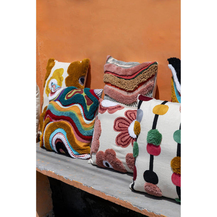 PTMD PTMD Courtneay Blauw Sierkussen Vierkant – Luxe Woondecoratie-Kussens-PTMD