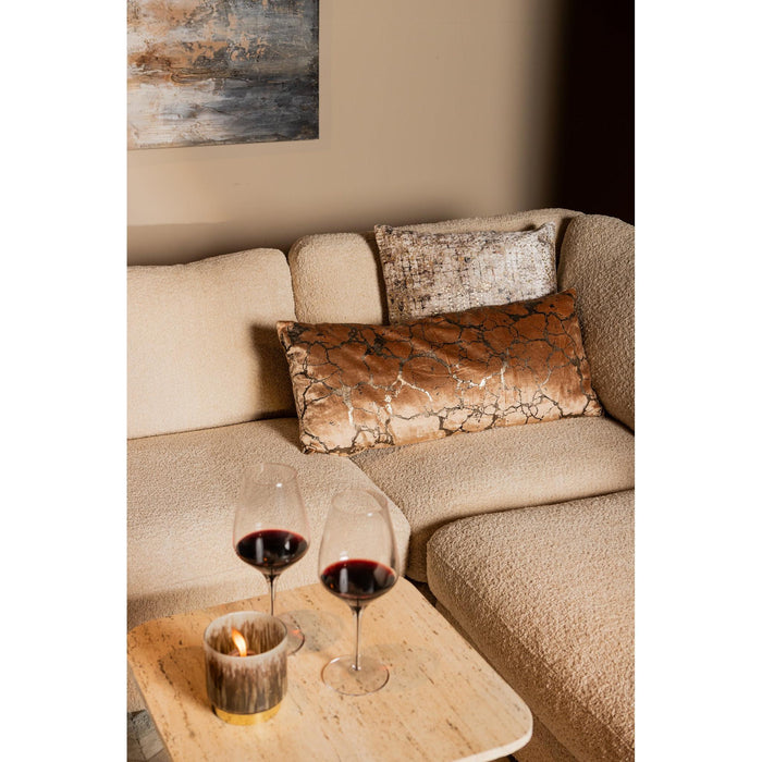 PTMD PTMD Curt Crème Velvet Sierkussen Vierkant Met Print – Luxe Woondecoratie-Kussens-PTMD