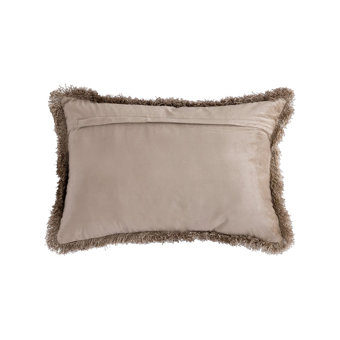 PTMD PTMD Nous Beige Velvet Sierkussen Rechthoek Met Franjes – Luxe Woondecoratie-Kussens-PTMD