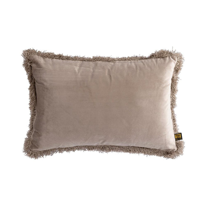 PTMD PTMD Nous Beige Velvet Sierkussen Rechthoek Met Franjes – Luxe Woondecoratie-Kussens-PTMD