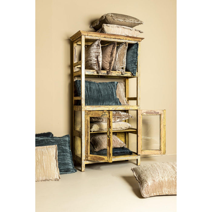 PTMD PTMD Nous Blauw Velvet Sierkussen Rechthoek Met Franjes – Luxe Woondecoratie-Kussens-PTMD