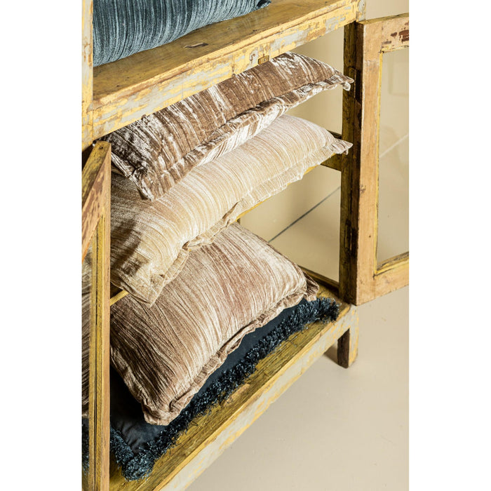 PTMD PTMD Nous Blauw Velvet Sierkussen Vierkant Met Franjes – Luxe Woondecoratie-Kussens-PTMD