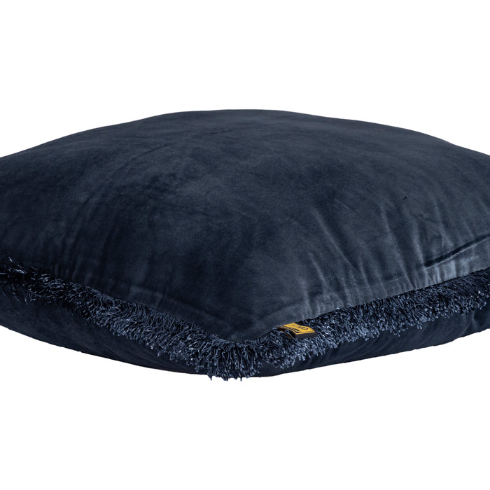 PTMD PTMD Nous Blauw Velvet Sierkussen Vierkant Met Franjes – Luxe Woondecoratie-Kussens-PTMD