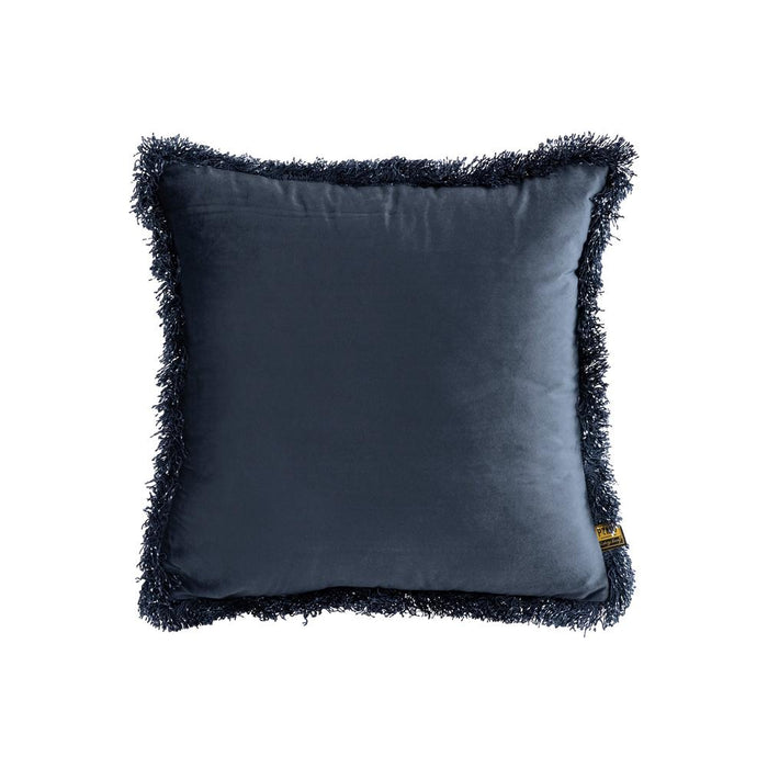 PTMD PTMD Nous Blauw Velvet Sierkussen Vierkant Met Franjes – Luxe Woondecoratie-Kussens-PTMD