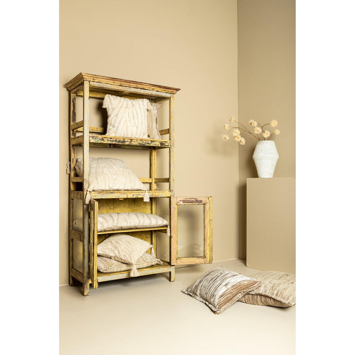 PTMD PTMD Senny Beige Velvet Sierkussen Rechthoek Met Ruffle Rand – Luxe Woondecoratie-Kussens-PTMD