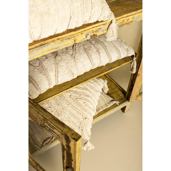 PTMD PTMD Senny Beige Velvet Sierkussen Vierkant Met Ruffle Rand – Luxe Woondecoratie-Kussens-PTMD