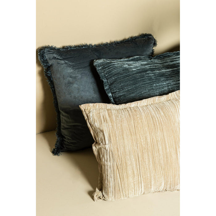 PTMD PTMD Senny Blauw Velvet Sierkussen Vierkant Met Ruffle Rand – Luxe Woondecoratie-Kussens-PTMD