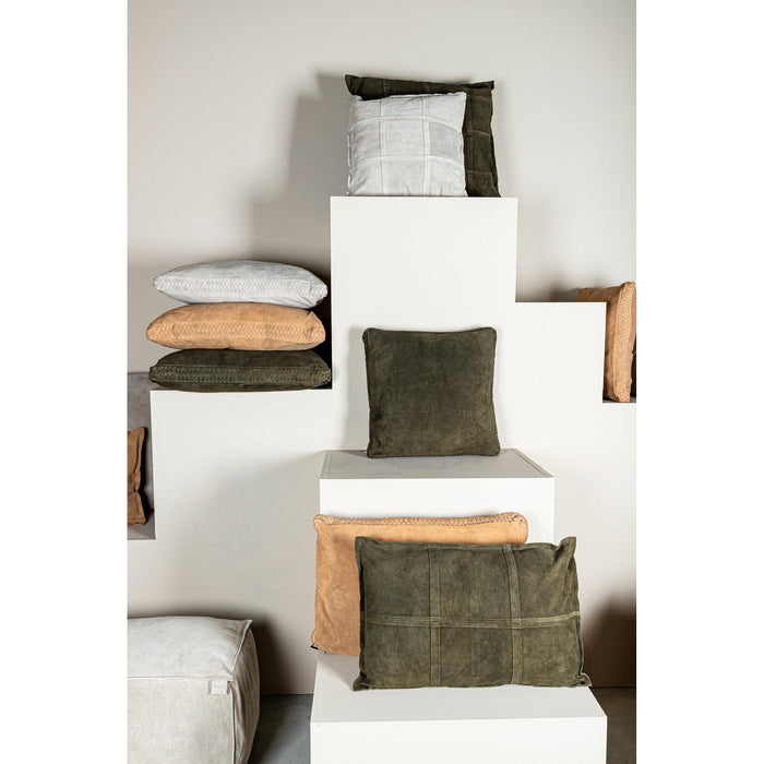 PTMD PTMD Suky Groen Suède Leer Sierkussen Vierkant – Luxe Woondecoratie-Kussens-PTMD