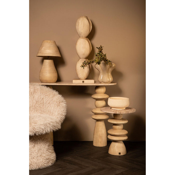 PTMD Peake Natuurlijk Mango Hout Rond Tafel Lamp Laag-Tafellampen-PTMD