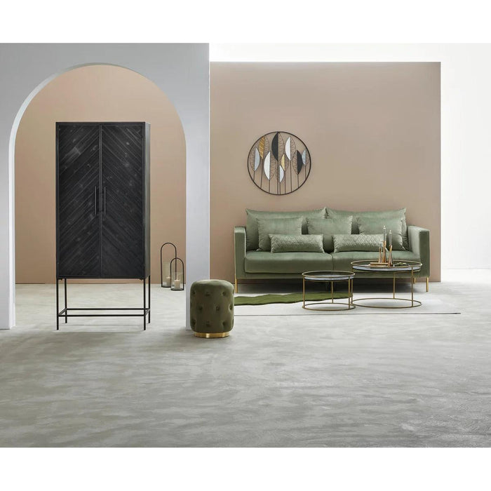 PTMD Rens Zwart Houten Kast Metaal Frame 2 Doors kd-Kasten-PTMD