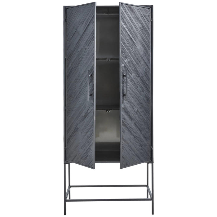 PTMD Rens Zwart Houten Kast Metaal Frame 2 Doors kd-Kasten-PTMD