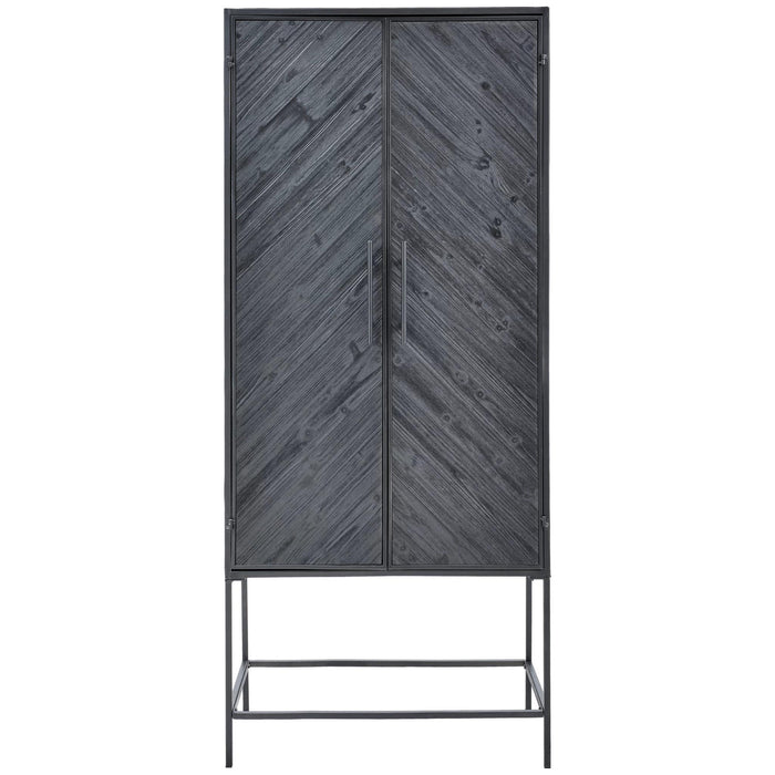 PTMD Rens Zwart Houten Kast Metaal Frame 2 Doors kd-Kasten-PTMD