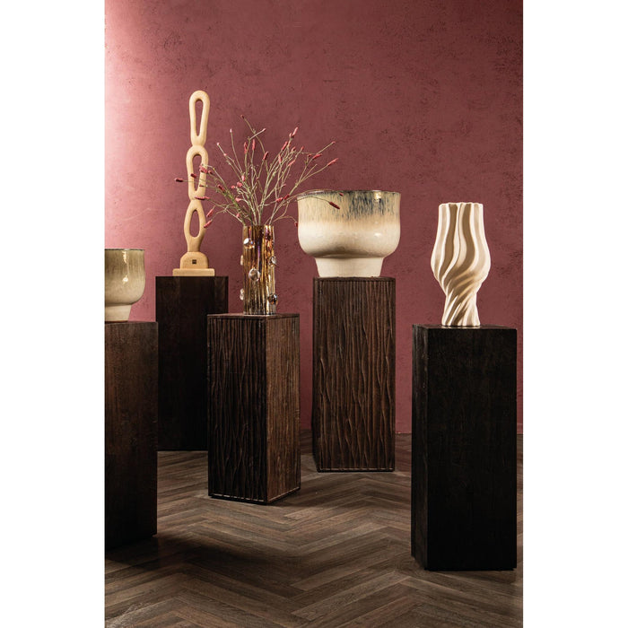 PTMD Riko Bruin Mango Hout Wavy Carved Pedestal sv2-Bijzettafels-PTMD