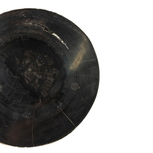 PTMD Rillix Zwart Versteend Hout Bijzettafel Nickel Rond-Bijzettafels-PTMD