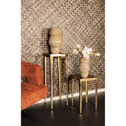 PTMD Rivva Messing Gegotened Aluminium Vierkant Bijzettafel sv2 Laag-Bijzettafels-PTMD