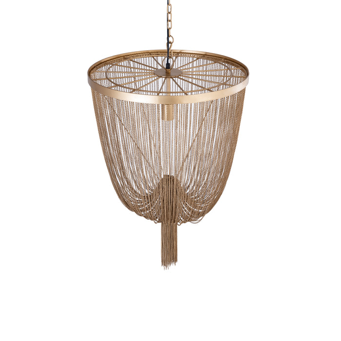 PTMD Solan Goud Ijzer Chains Rond Hangend Lamp s-Hanglampen-PTMD