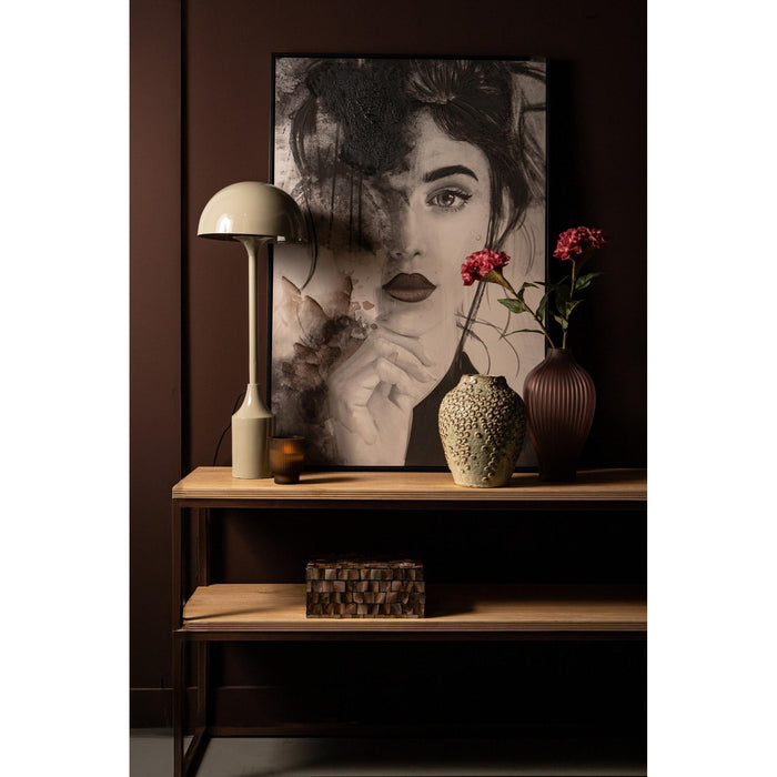 PTMD Tanaiya Crème Rond Ijzer Tafel Lamp Rond Cap-Tafellampen-PTMD