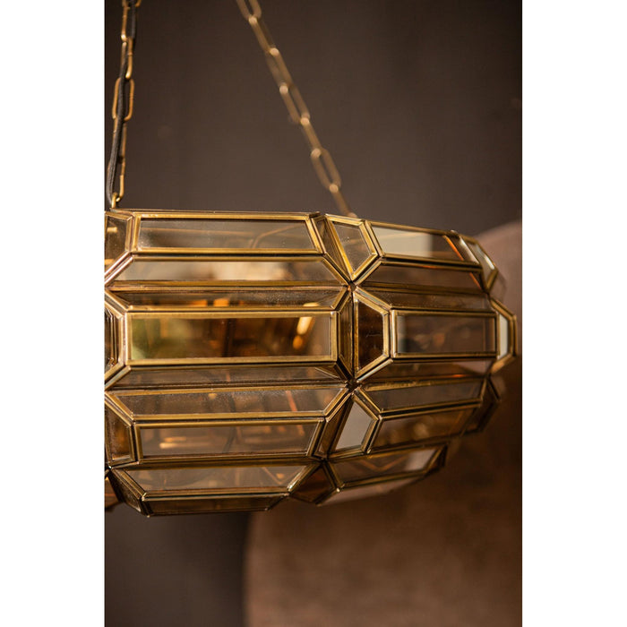 PTMD Thyro Antiek Messing Glas Amber Donut Lamp-Hanglampen-PTMD