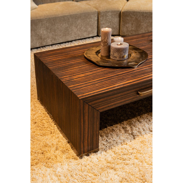 PTMD Tiess Bruin Houten Fineer Coffeetable 2 Laden-Salontafels-PTMD