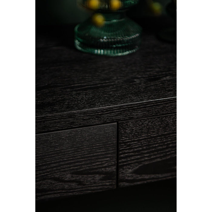 PTMD Tiess Zwart Houten Fineer Bijzettafel 2 Laden-Bijzettafels-PTMD