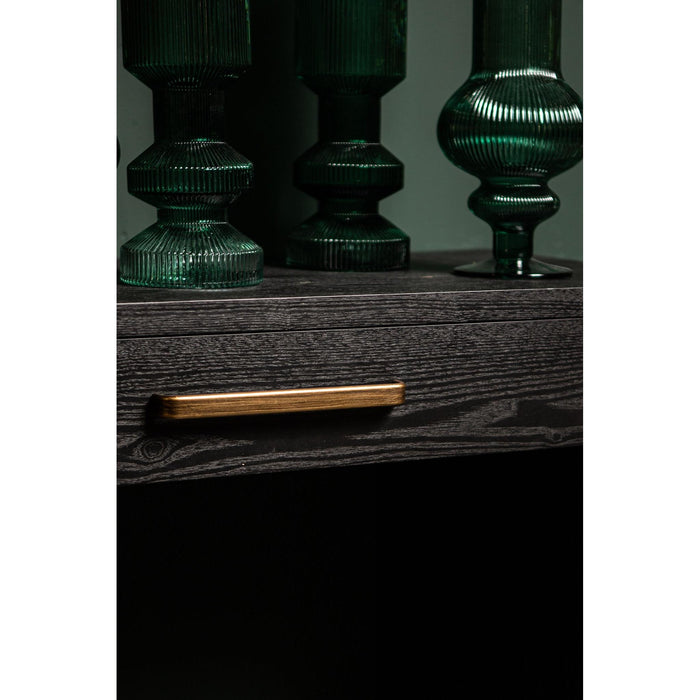 PTMD Tiess Zwart Houten Fineer Bijzettafel 2 Laden-Bijzettafels-PTMD