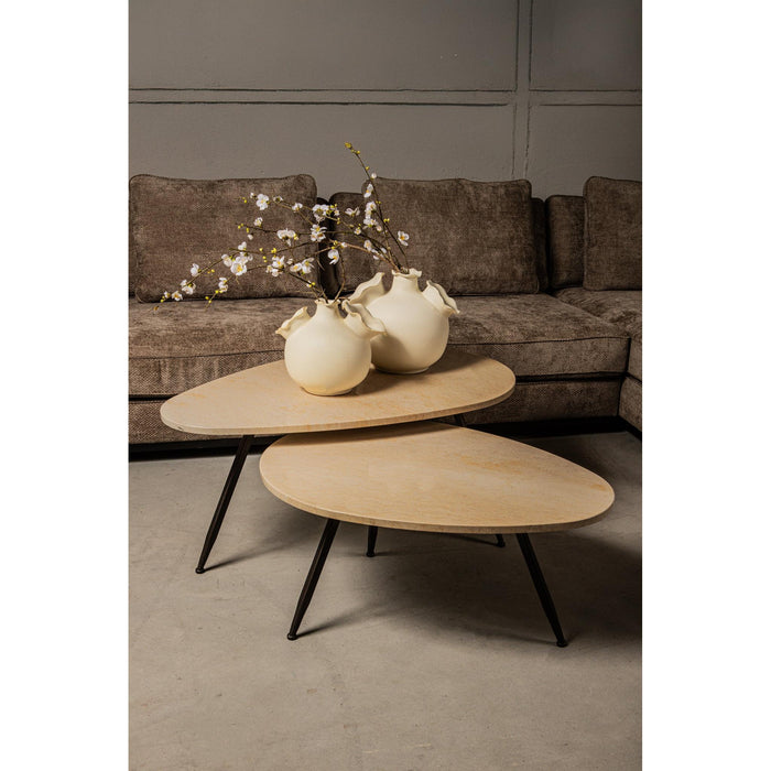 PTMD Veria Set of 2 Salontafels Beige Marmer-Salontafels-PTMD