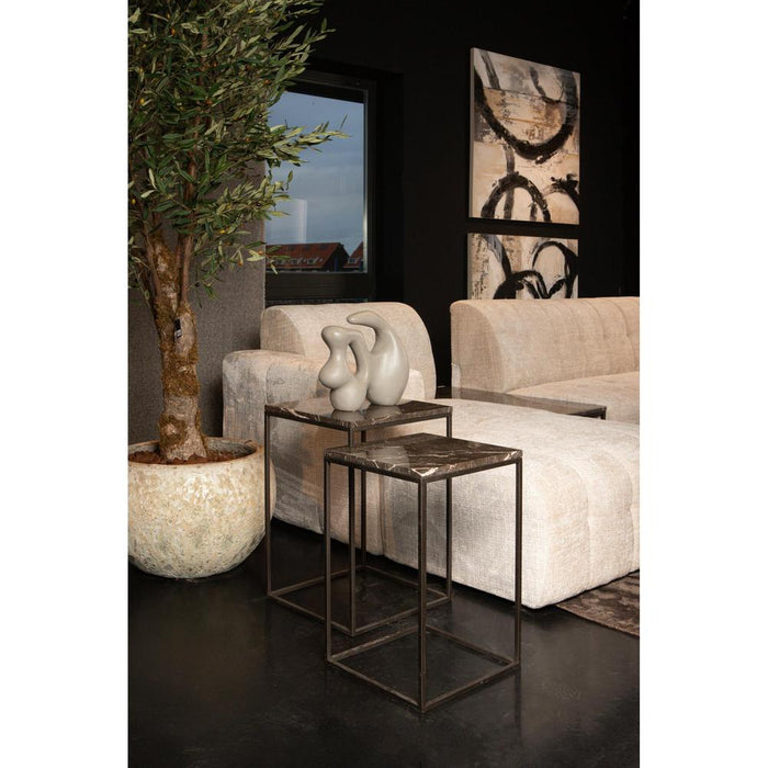 PTMD Volos Set of 2 Bijzettafels Bruin Marmer-Bijzettafels-PTMD