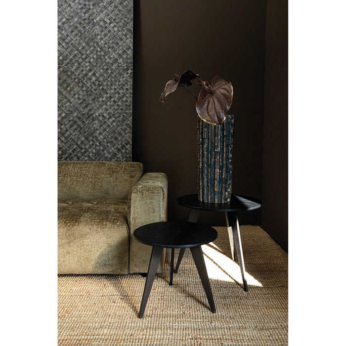 PTMD Werdy Zwart Ijzer Coffeetable Fineer Top Rond sv2-Salontafels-PTMD