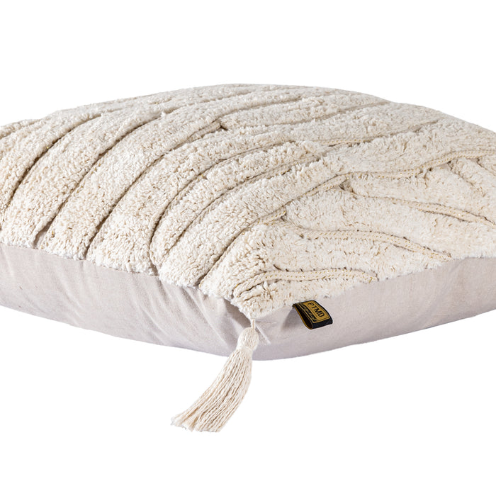 PTMD Zalie Natuurlijk Cottoncushion Zebra Fringes Vierkant l-Kussens-PTMD