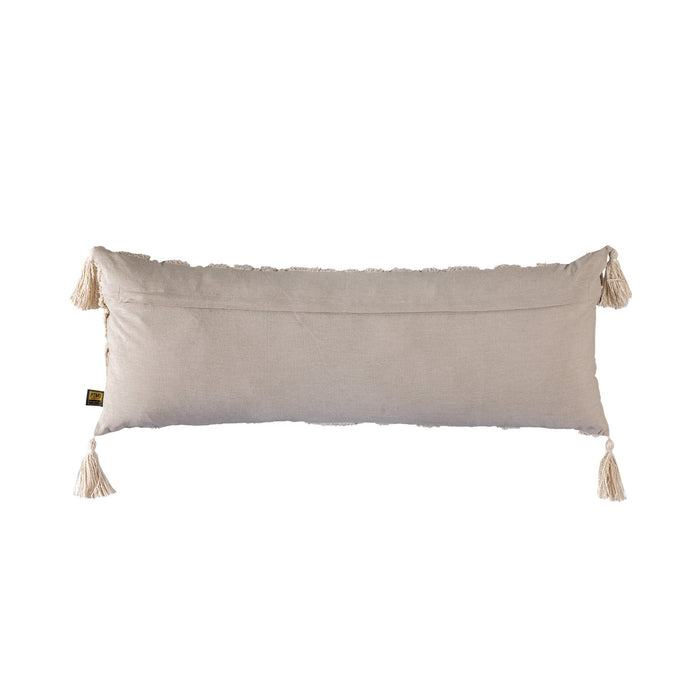 PTMD Zalie Natuurlijk Cottoncushion Zebra Fringes Vierkant s-Kussens-PTMD