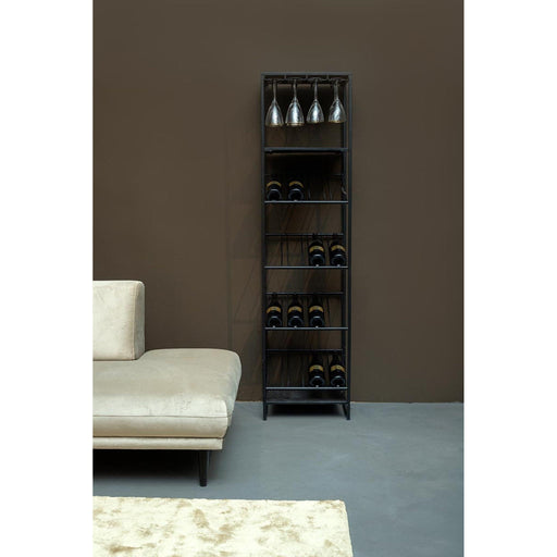 PTMD Zalig Zwart Ijzer Winerack Glases And Bottles Rect-Wijnrekken-PTMD