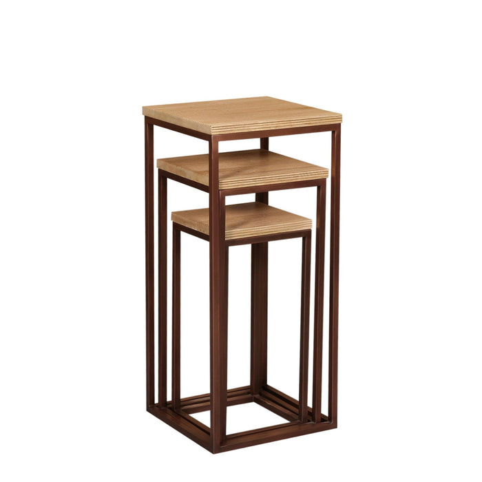 PTMD Zoah Koperkleurig Mango Hout Vierkant Bijzettafel sv3-Bijzettafels-PTMD