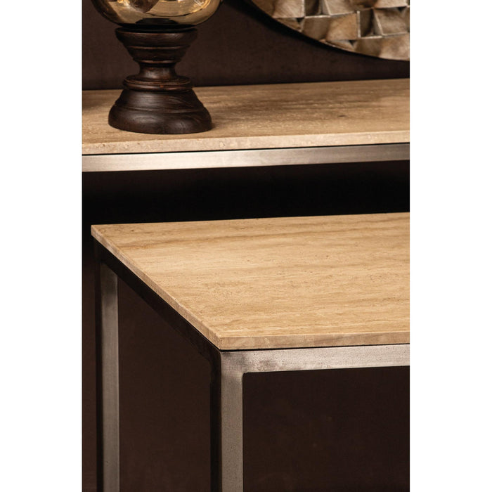 PTMD Zoah Zwart Travertine Rechthoekig Bijzettafel sv2-Bijzettafels-PTMD