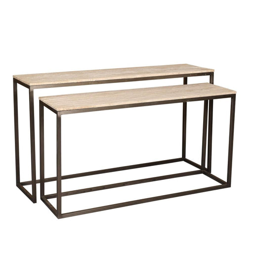 PTMD Zoah Zwart Travertine Rechthoekig Bijzettafel sv2-Bijzettafels-PTMD