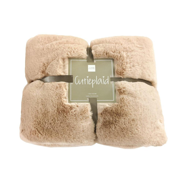 Plaid Beige Polyester 130x180 cm - Polyester-Plaids-J-Line
