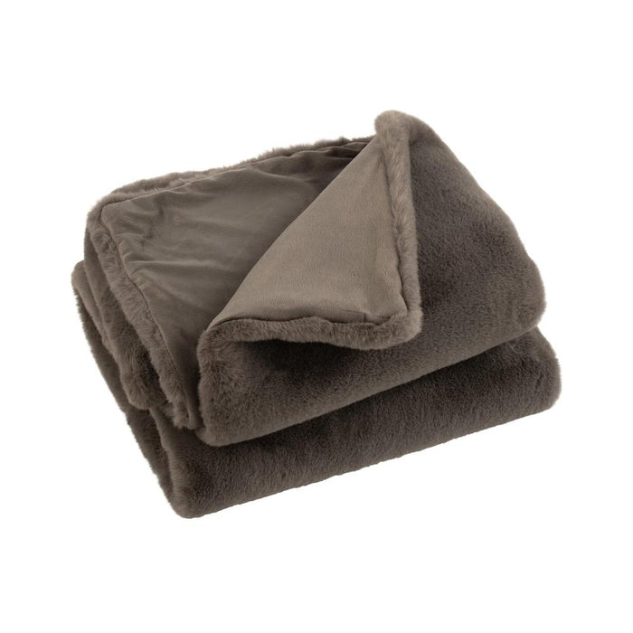 Plaid Grijs Polyester 130x180 cm - Grijs/greige - 76875-Plaid-J-Line