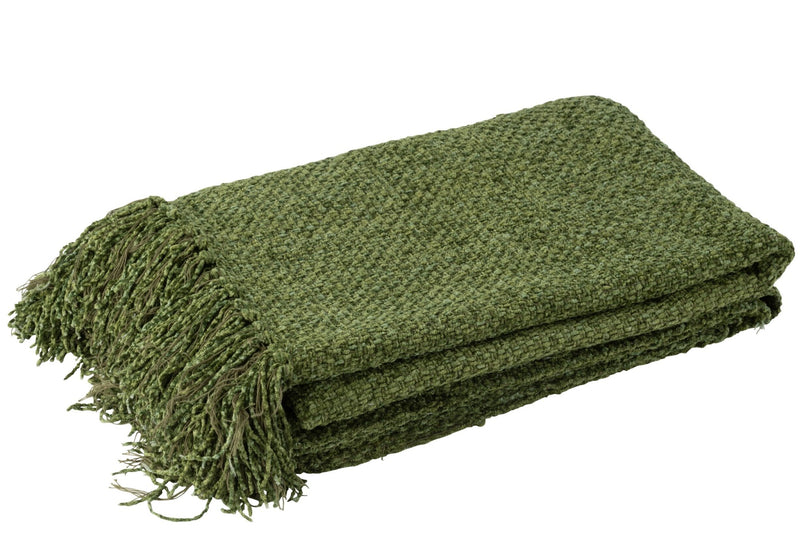 Plaid Groen Viscose Franjes 130x180 cm-Plaids-J-Line