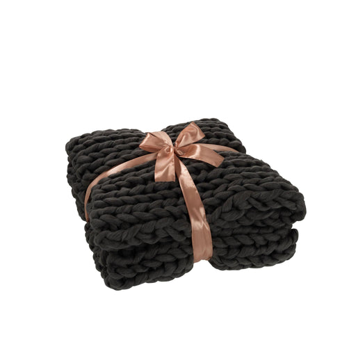 Plaid Knitted Acrylic Dark Grey 140x3x154-Plaid-J-Line