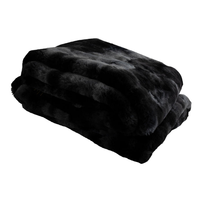 Linde Black Faux Fur Plaid in Gift Box 150 x 200