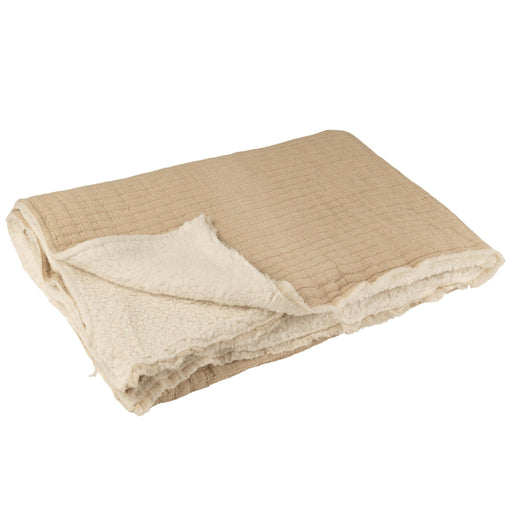 Plaid Teddy Lines Stitiching Cotton/Polyester Beige 130x1x180-Plaid-J-Line