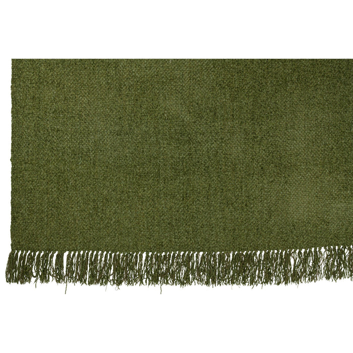 Plaid Woven+Fringes Viscose Dark Green 130x1x180-Plaid-J-Line