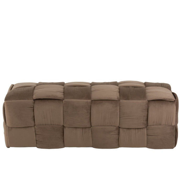 Poef 3-zit textiel/hout bruin-Poefs-J-Line