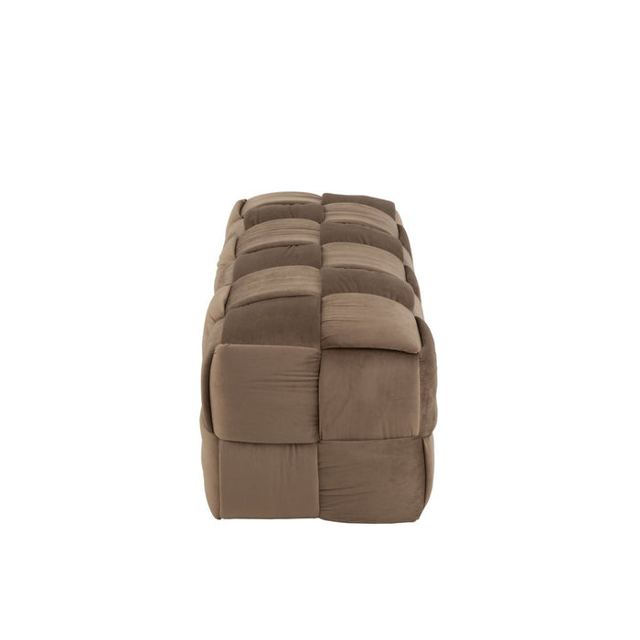 Poef 3-zit textiel/hout bruin-Poefs-J-Line