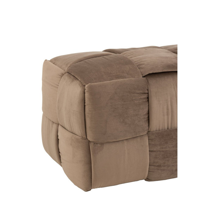 Poef 3-zit textiel/hout bruin-Poefs-J-Line