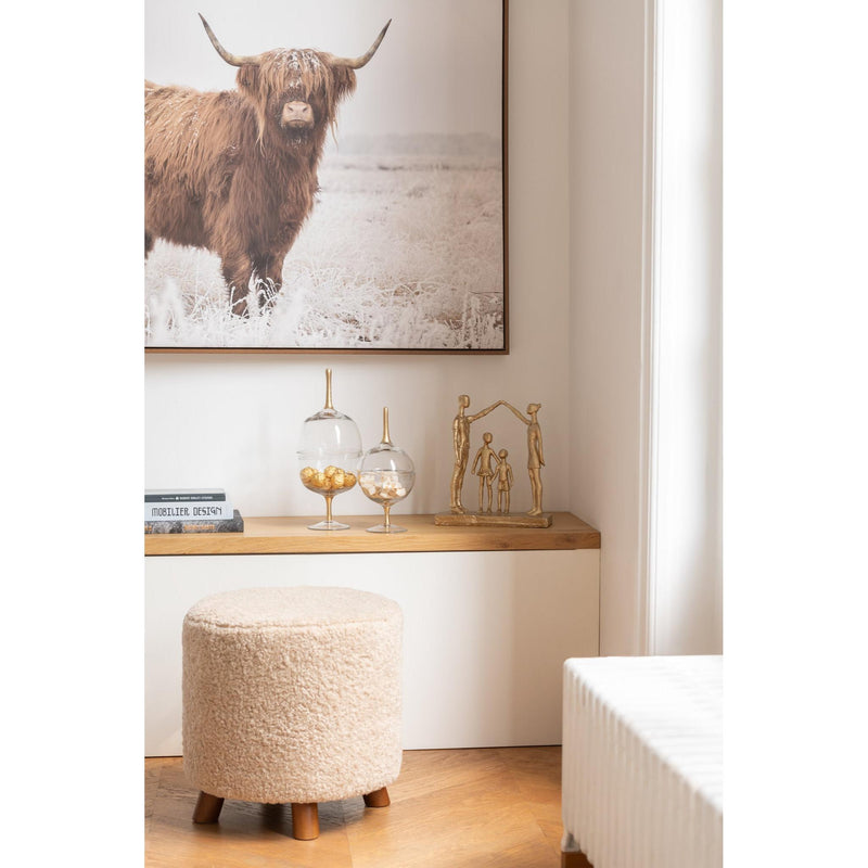 Poef Beige Polyester Schaap 42 cm 42.5x42.5x41.5 cm-Poefs-J-Line
